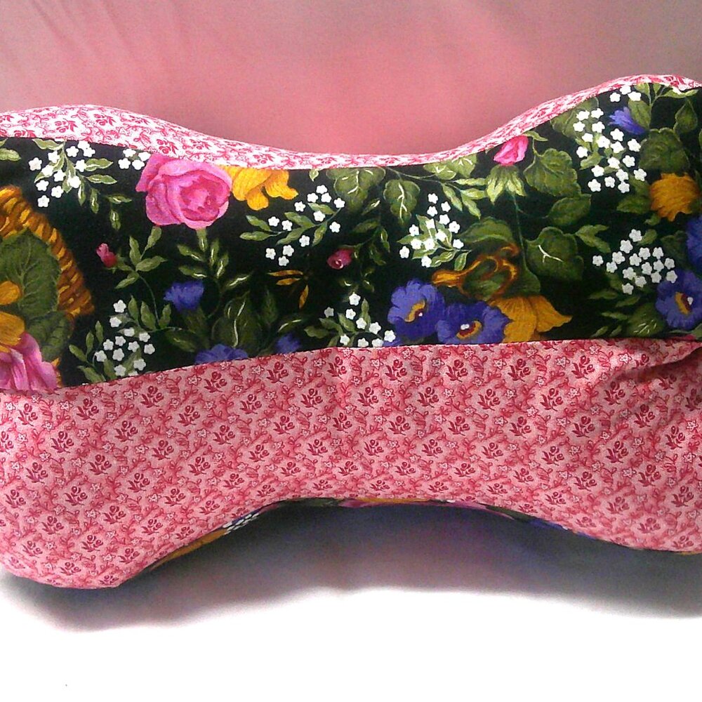 Pink Flowers  sided Dog bone neck Pillow